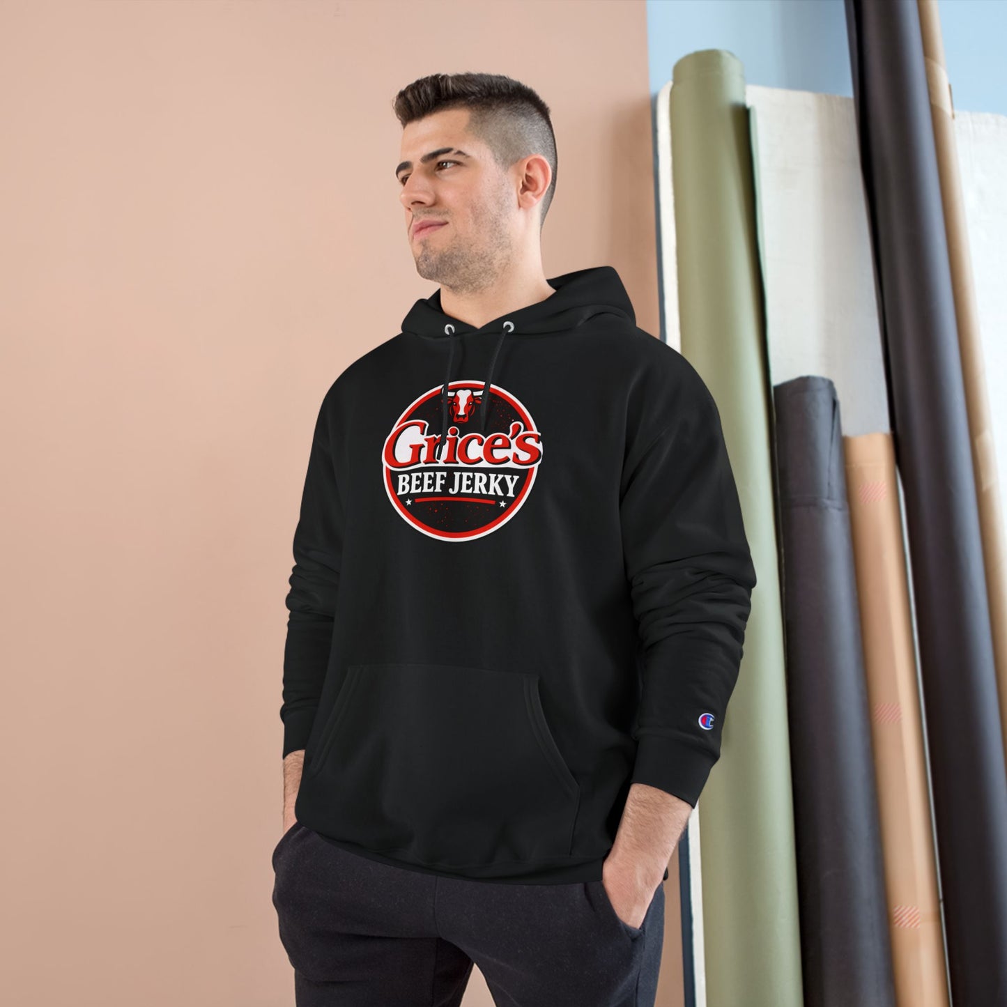 Grice’s Beef Jerky Logo Hoodie — Retro Snack Brand Champion Hoodie