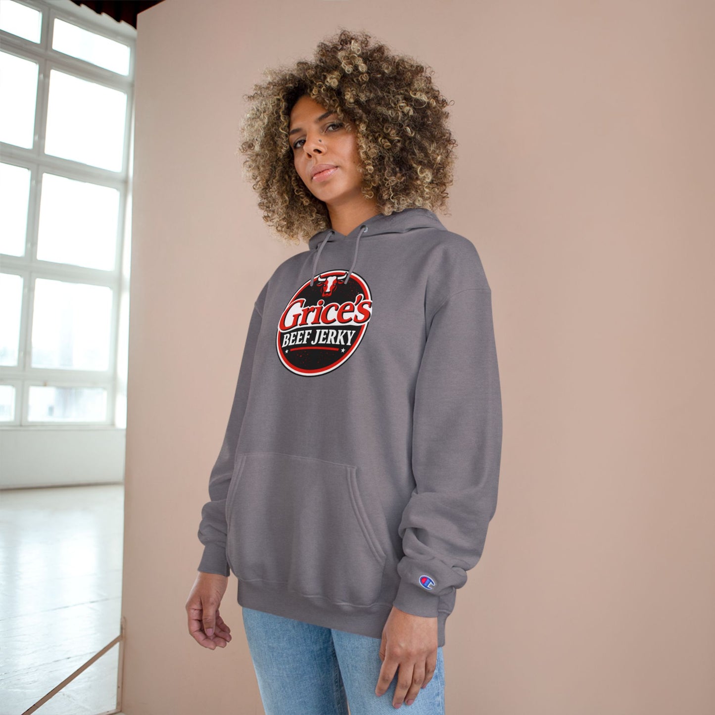 Grice’s Beef Jerky Logo Hoodie — Retro Snack Brand Champion Hoodie