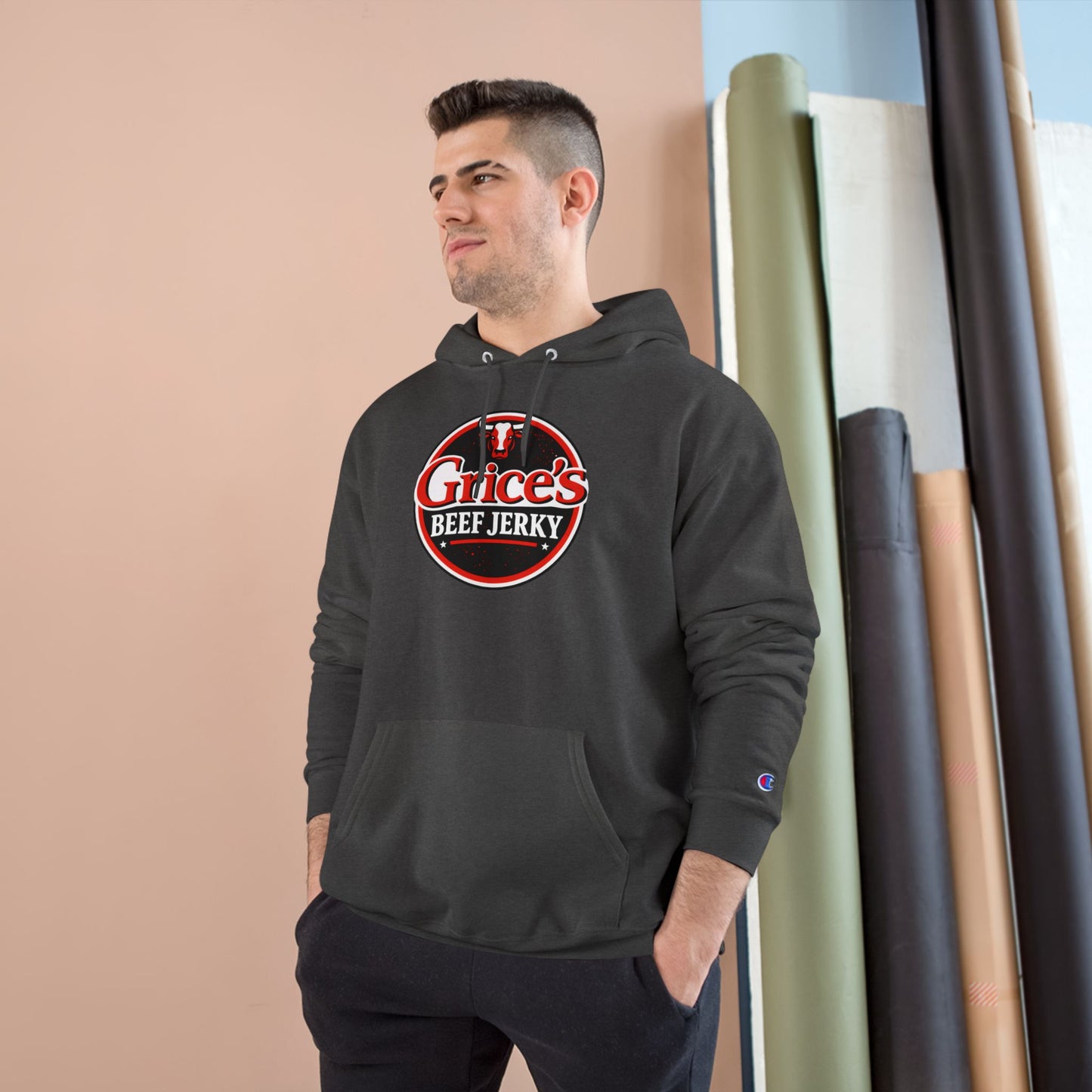 Grice’s Beef Jerky Logo Hoodie — Retro Snack Brand Champion Hoodie