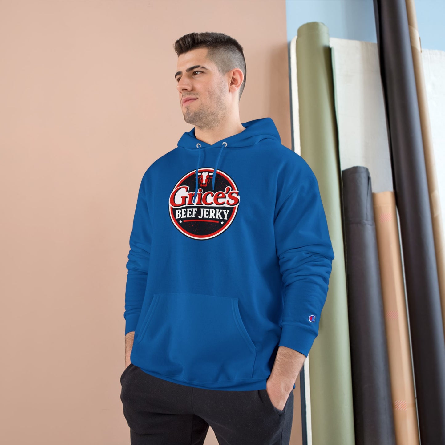 Grice’s Beef Jerky Logo Hoodie — Retro Snack Brand Champion Hoodie