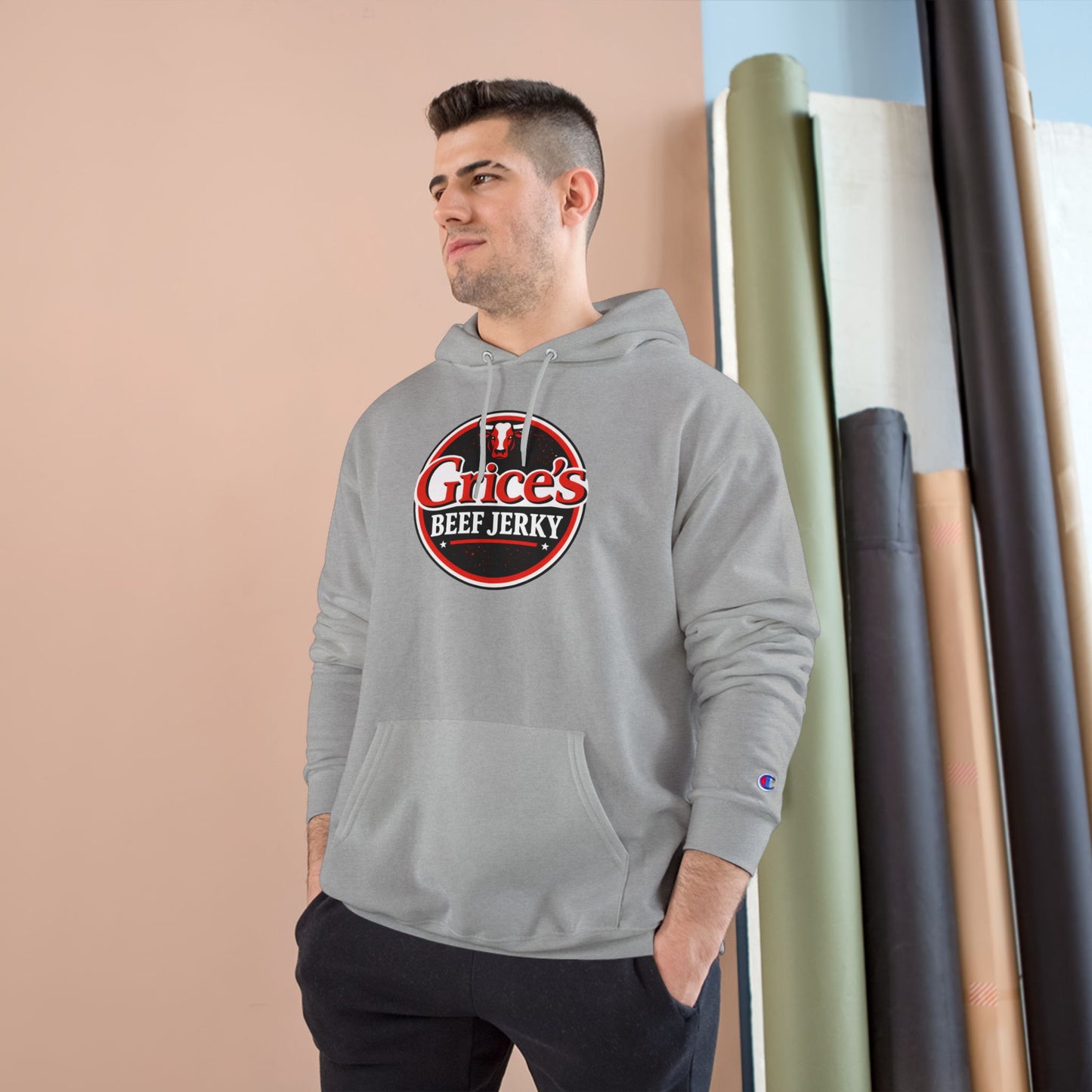 Grice’s Beef Jerky Logo Hoodie — Retro Snack Brand Champion Hoodie