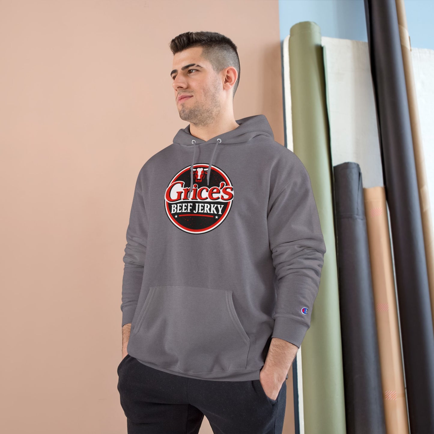 Grice’s Beef Jerky Logo Hoodie — Retro Snack Brand Champion Hoodie