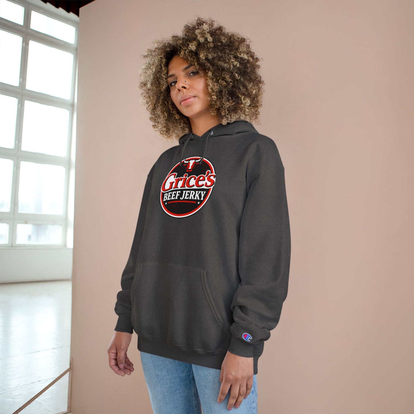 Grice’s Beef Jerky Logo Hoodie — Retro Snack Brand Champion Hoodie